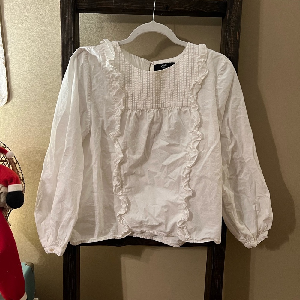 Able White Ruffle Blouse